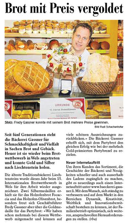 Brot mit Preis vergoldet